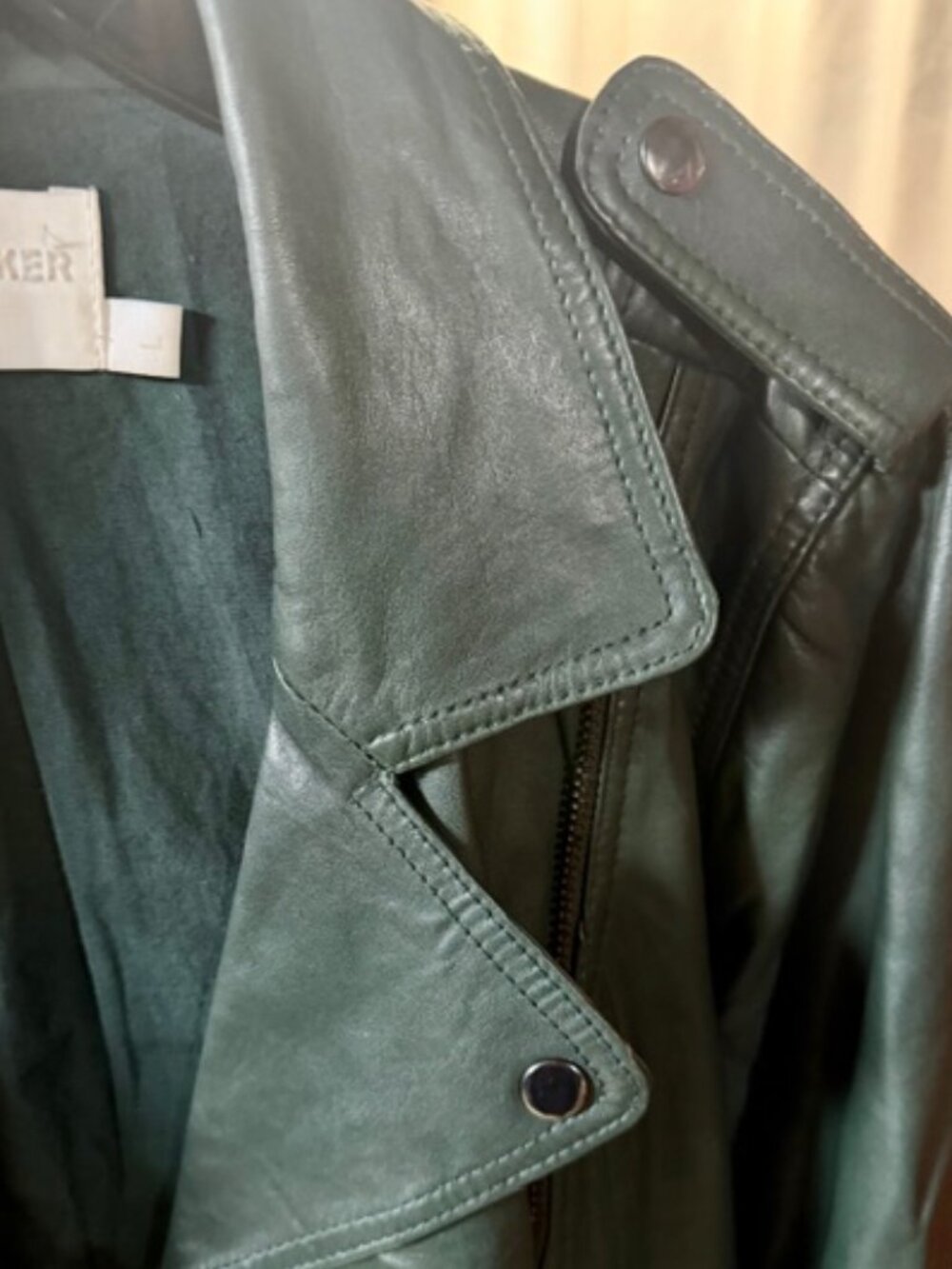 Walter Baker Leather Jacket - Green - Size L - Picture 3 of 6
